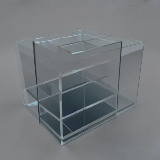 Prompt: 3 d render of a transparent glass tesseract