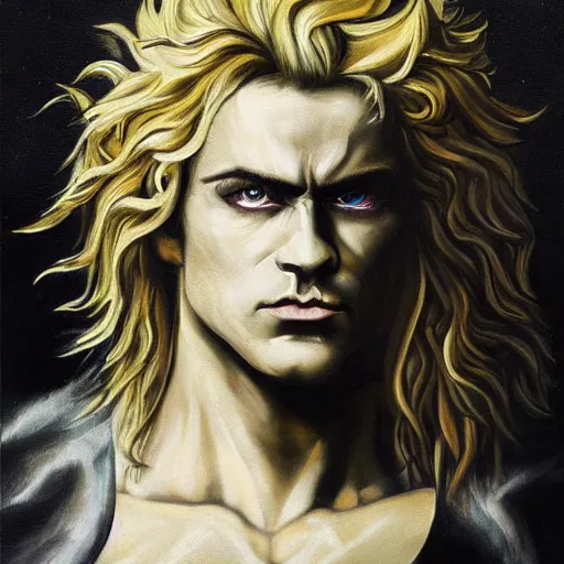 Dio Brando posing dramatically with a full moon behind, Stable Diffusion