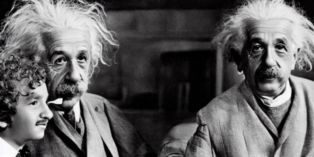 Image similar to Young Albert Einstein and Old Albert Einstein in the new Star Trek movie