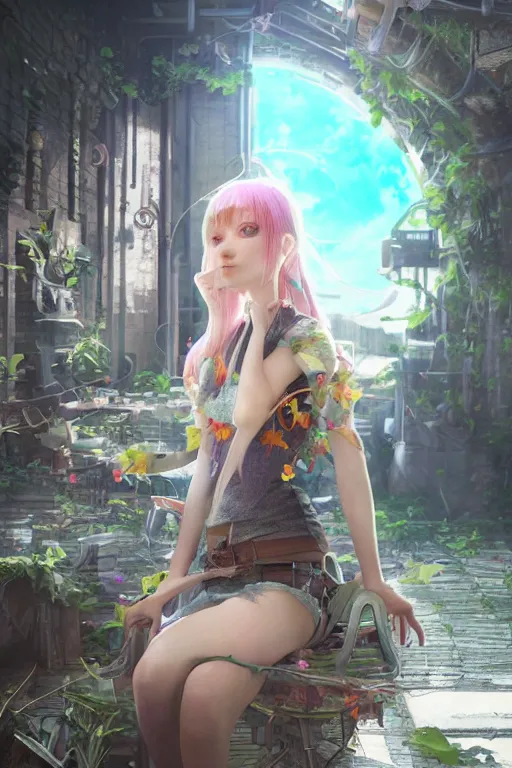 Image similar to solarpunk girl kawaii, ultra realistic, concept art, intricate details, highly detailed, photorealistic, octane render, 8 k