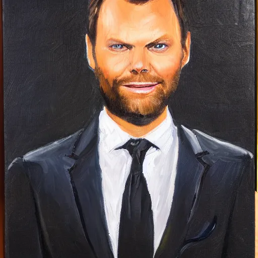 Image similar to joel mchale, oil painting