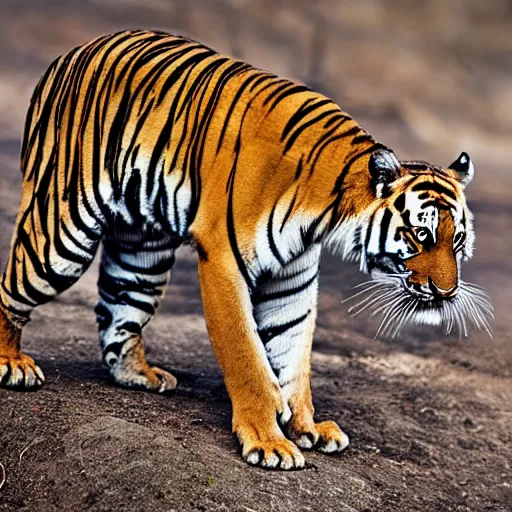 Prompt: Tiger, wildlife photography, XF IQ4, 150MP, 50mm, F1.4, ISO 200, 1/160s, natural light, Adobe Photoshop, Adobe Lightroom, photolab, Affinity Photo, PhotoDirector 365