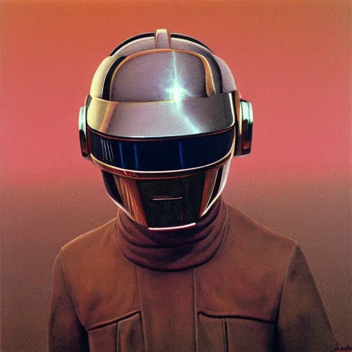 Image similar to album art portrait of daft punk, painted by zdzislaw beksinski