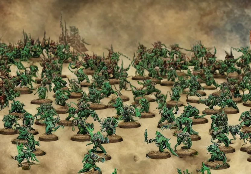 Prompt: thousands of nurglings rush down the hill to the arms of papa nurgle, warhammer, WLOP