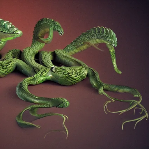 Image similar to a hydra with its heads being 👍, cinematic, diffuse light, ultrarealistic