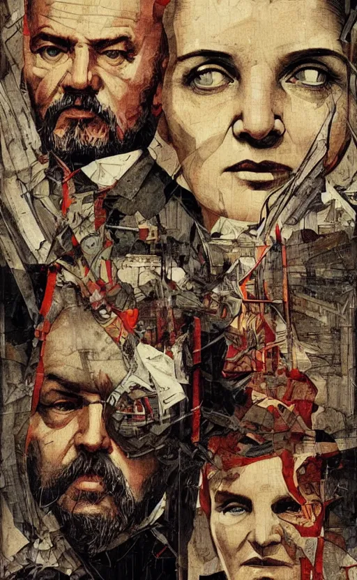 Image similar to lenin and marx and marie curie, eun emerging from renaissance italy into a cyberpunk mutiversal realm by conrad roset, nicola samuri, dino valls, m. w. kaluta, jakub rebelka, rule of thirds, seductive look, beautiful