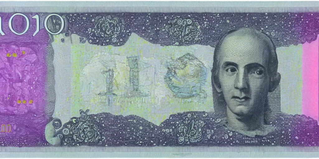 Image similar to 1 0 0 euro note but alien