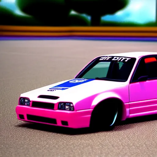 Image similar to a drift car in the style of a 90s anime