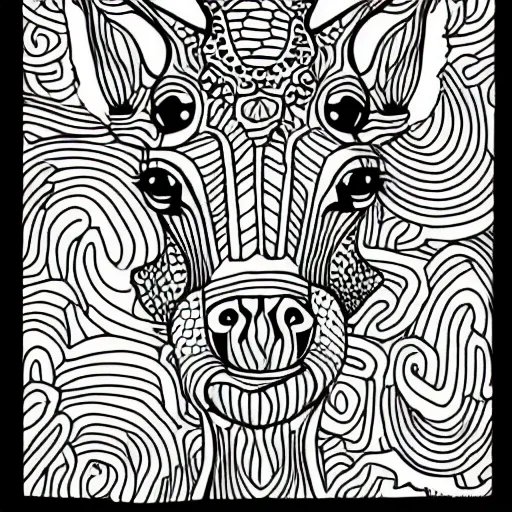 Image similar to a colouring in book illustration of a giraffe