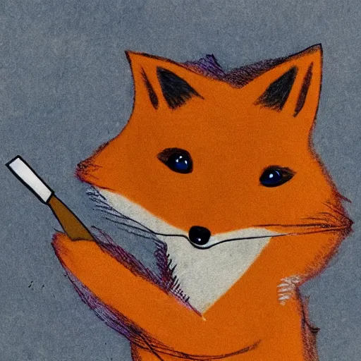 Image similar to a fox holding a knife