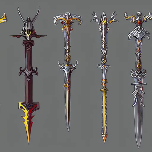 Prompt: fantasy sword concepts, painting,