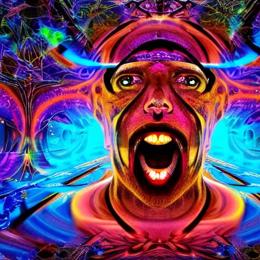 Prompt: the most insane dmt trip of all time, intense, 8 k, ultra realism