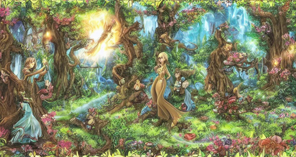 Image similar to Enchanted and magic forest, from Final fantasy