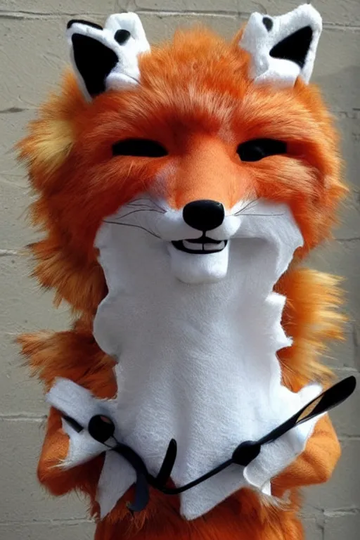 Image similar to an anthropomorphic fox, fursuit!!!!, cosplay