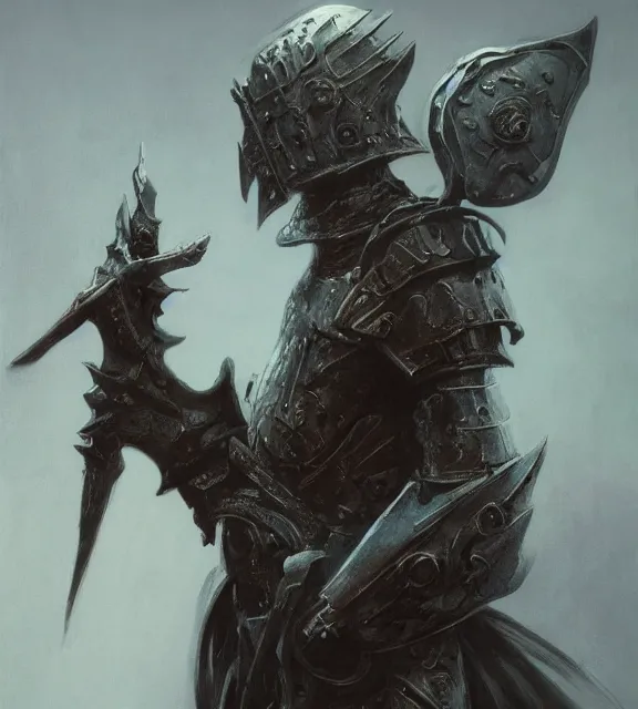 Image similar to crucible knight concept, beksinski, age of sigma art, frank franzetta, ruan jia, dark soul armor concept, trending on artstation, wayne barlowe, adrian smith fantasy art, elden ring art, the hobbit art, lord of the ring art, infinity blade armor