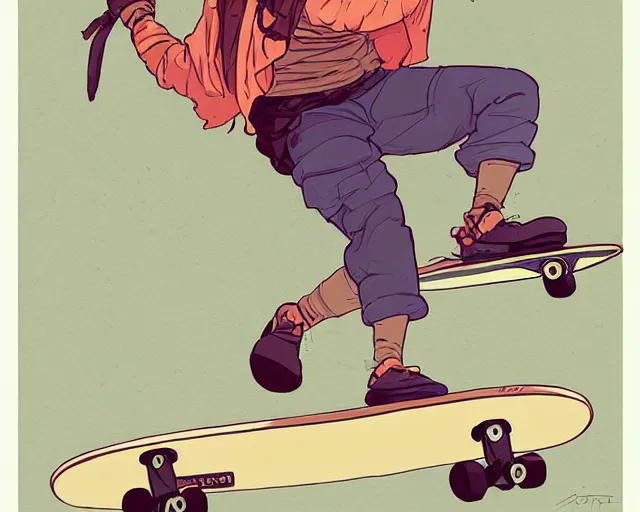 Prompt: a study of a cell shaded cartoon of a monk on a skateboard, illustration, subtle colors, post grunge, concept art by josan gonzales and wlop, by james jean, Victo ngai, David Rubín, Mike Mignola, Laurie Greasley, highly detailed, sharp focus, alien, Trending on Artstation, HQ, deviantart, art by artgem