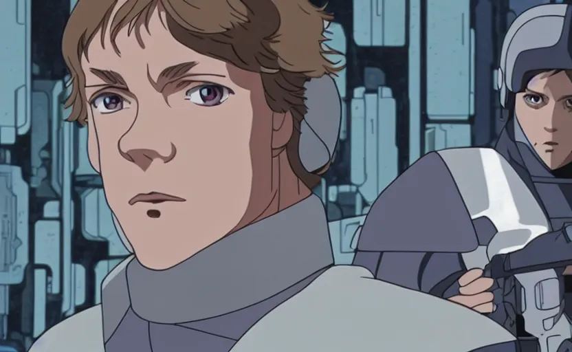 Image similar to luke skywalker in ghost in the shell adult anime style