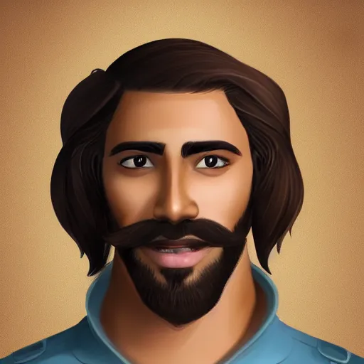 Image similar to the best brown male with short beard and mustache profile picture of 2 0 2 5, 4 k, beautiful gorgeous digital art, trending on artstation