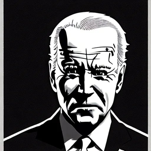 Image similar to Joe Biden looking sinister, by Tsutomu Nihei, highly detailed