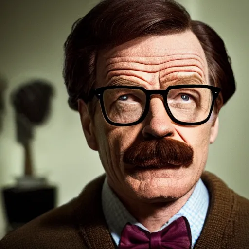 Prompt: Bryan Cranston dressed up as Ned Flanders for The Simpsons Live Action Movie film still, 4k resolution, 8k resolution, HD Quality, highly detailed, very detailed, detailed, studio quality lighting, digital art, trending on artstation, film still