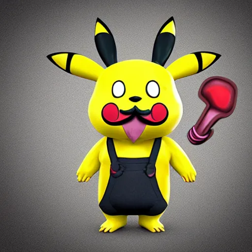 Image similar to pikatchu with a moustache, smoking a cigar with an angry expressive face, detailed photography