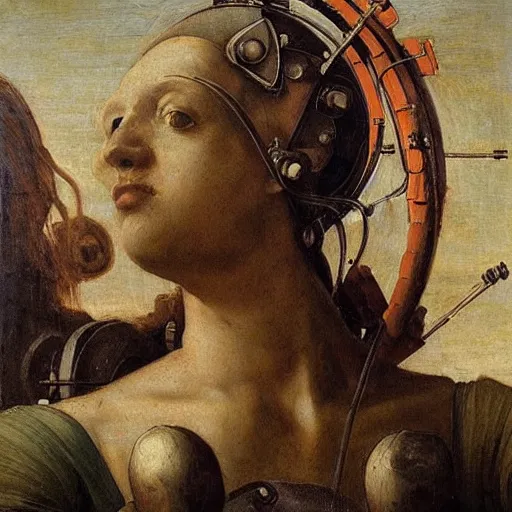 Prompt: renaissance painting of a cyborg. repin.