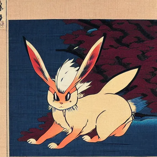 Image similar to Beautiful Ukiyo-e painting of an Eevee