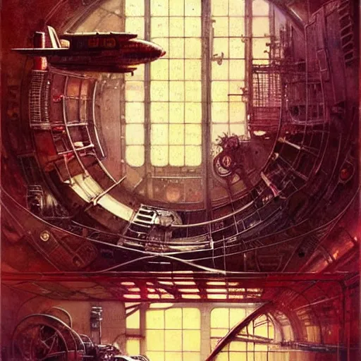 Prompt: ( ( ( ( ( 1 9 5 0 s retro future intricate machine spaceship large window. muted colors. dramatic light ) ) ) ) ) by jean baptiste monge!!!!!!!!!!!!!!!!!!!!!!!!! chrome red