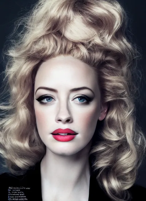 Image similar to portrait of beautiful christina hendricks and amber heard hybrid by mario testino, headshot, detailed, award winning, sony a 7 r