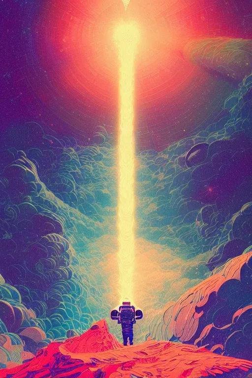 Prompt: astronaut on jupiter looking up at a supergiant star supernova, by victo ngai, kilian eng vibrant colours, dynamic lighting, digital art, winning award masterpiece, fantastically beautiful, illustration, aesthetically inspired by beksinski and dan mumford, trending on artstation, art by greg rutkowski, 8 k