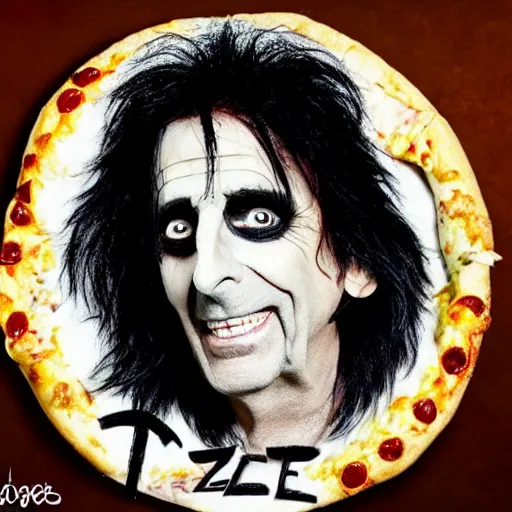 Image similar to alice cooper as a pizza