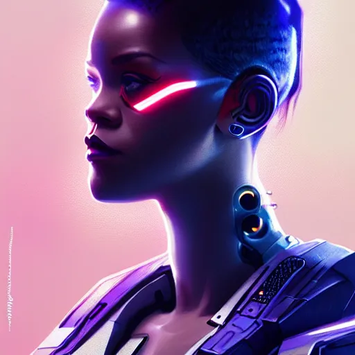 Prompt: cyborg Rihanna profile picture by Greg Rutkowski, dynamic pose, intricate details, futuristic, volumetric lights, streetwear, studio ghibli, Organic Painting , Matte Painting, geometric shapes, hard edges, trending on the artstation, fantasy LUT, realistic by Sachin Teng + Martin Grip + Moebius + Patrick Gleason, techwear, Industrial Scifi, detailed illustration, highly detailed, digital painting, artstation, concept art, soft light, hdri, smooth, sharp focus, illustration, art by tian zi and craig mullins and WLOP and alphonse much,