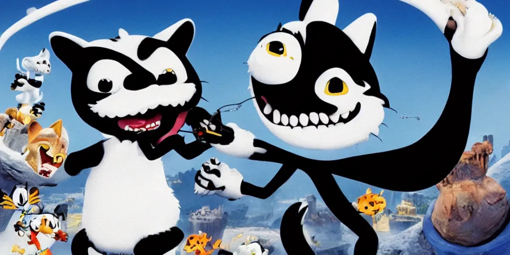 Image similar to Felix the cat devours his master 4k