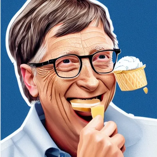 Prompt: bill gates eating ice cream, photorealistic