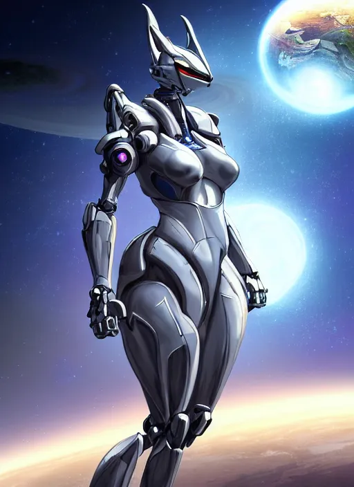Prompt: cinematic shot, galactic sized perfectly proportioned stunning beautiful anthropomorphic robot mecha female dragon, space background, larger than planets, posing elegantly, with earth in hands, sleek silver armor, epic proportions, epic size, epic scale, ultra detailed digital art, furry art, macro art, dragon art, giantess art, warframe fanart, furaffinity, deviantart