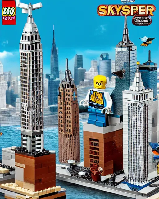 Image similar to lego new york skyscaper and pigeon set