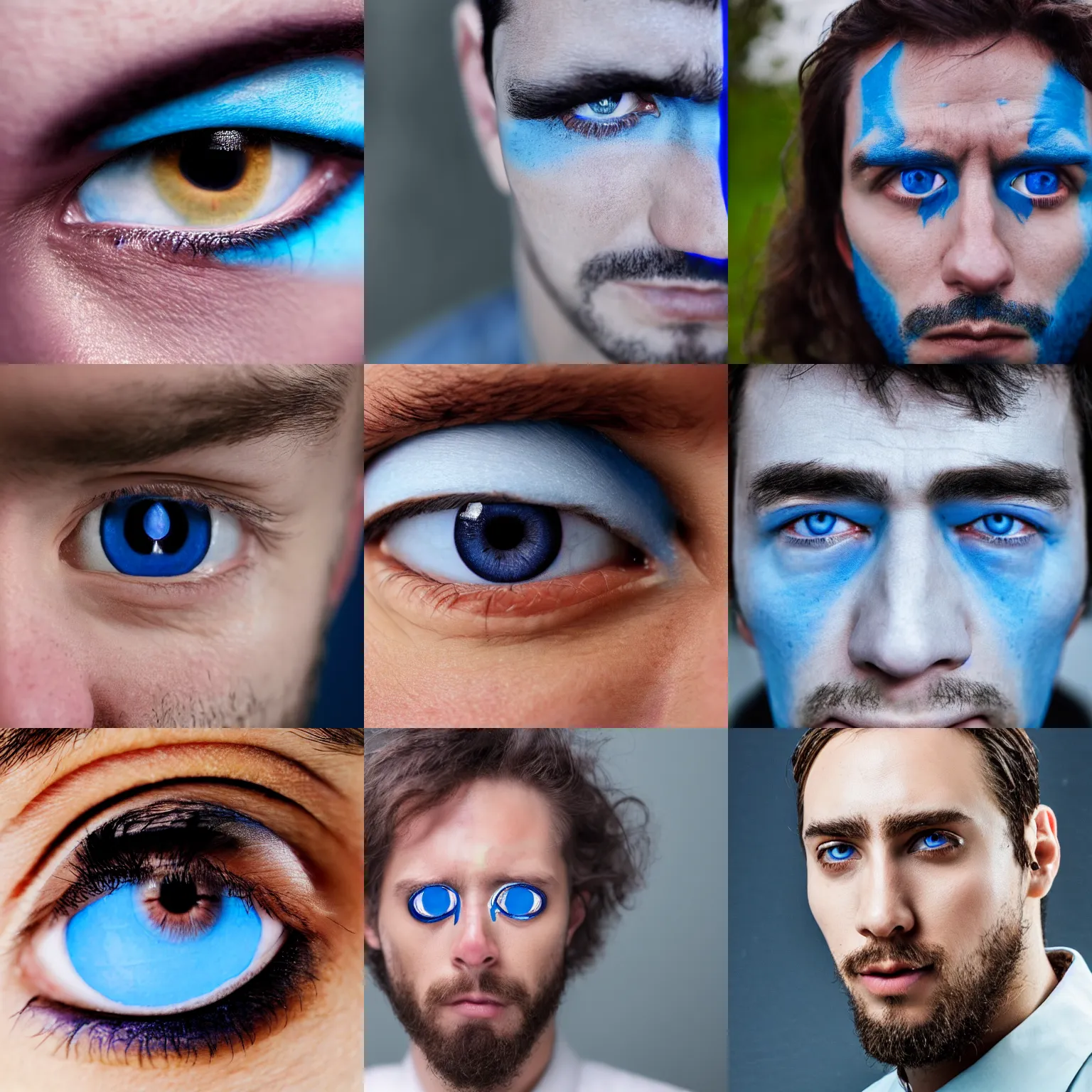 Prompt: A man with blue sclera