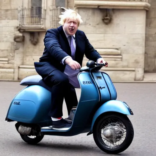 Prompt: boris johnson on a vespa