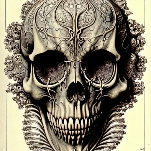 Image similar to art forms of nature by ernst haeckel, memento mori by arthur rackham, ornate antique porcelain beautiful skull mask, ultrasharp, photorealistic, hyperdetailed, octane render, polished, art nouveau, neo - gothic, gothic, intricate ornamental organic filigree, art nouveau botanicals, art forms of nature by ernst haeckel, horizontal symmetry, symbolist, visionary