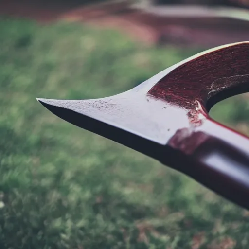 Image similar to high quality photo of a domestic axe, photography 4k, f1.8 anamorphic, bokeh, 4k, Canon, Nikon