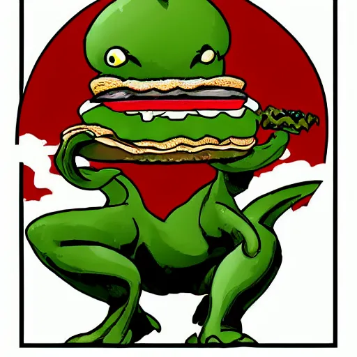 Image similar to Cthulhu eating a cheeseburger, photo realistic, award-winning, highly-detailed, epic, cinematic, dramatic