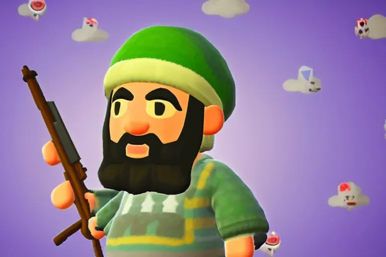 Prompt: Osama Bin Laden in Animal Crossing