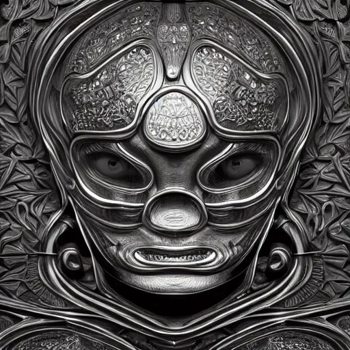 Image similar to a portrait of a chrome carved hearth. highly detailed. intricate artwork. by Tooth Wu, wlop, rending on artstation, graphic style style of Patrick Gleason very coherent symmetrical artwork. high detail, depth of field, bokeh.