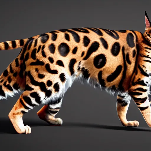 Prompt: a bengal cat with weapons attached, unreal engine, insanely detailed, intricate, elegant, artstation