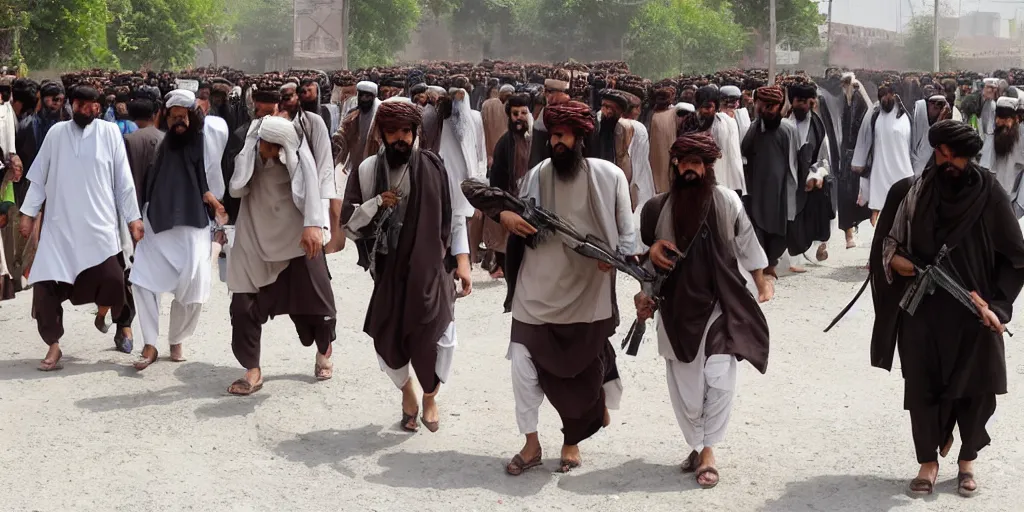 Prompt: Taliban street festival
