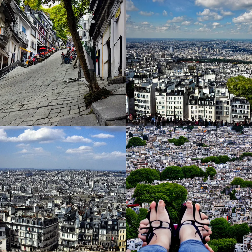 Prompt: monmartre from a perspective of an ant
