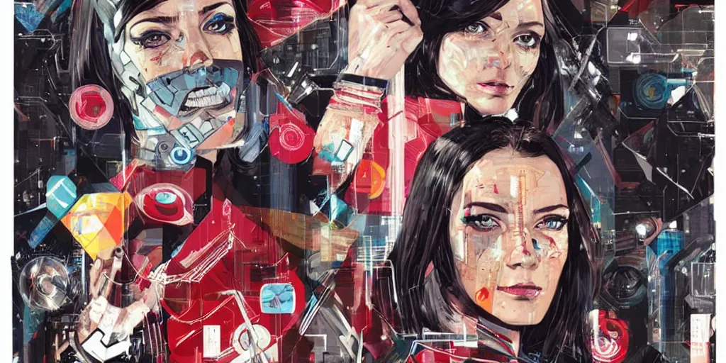 Image similar to a portrait of a single female android, by MARVEL comics and Sandra Chevrier