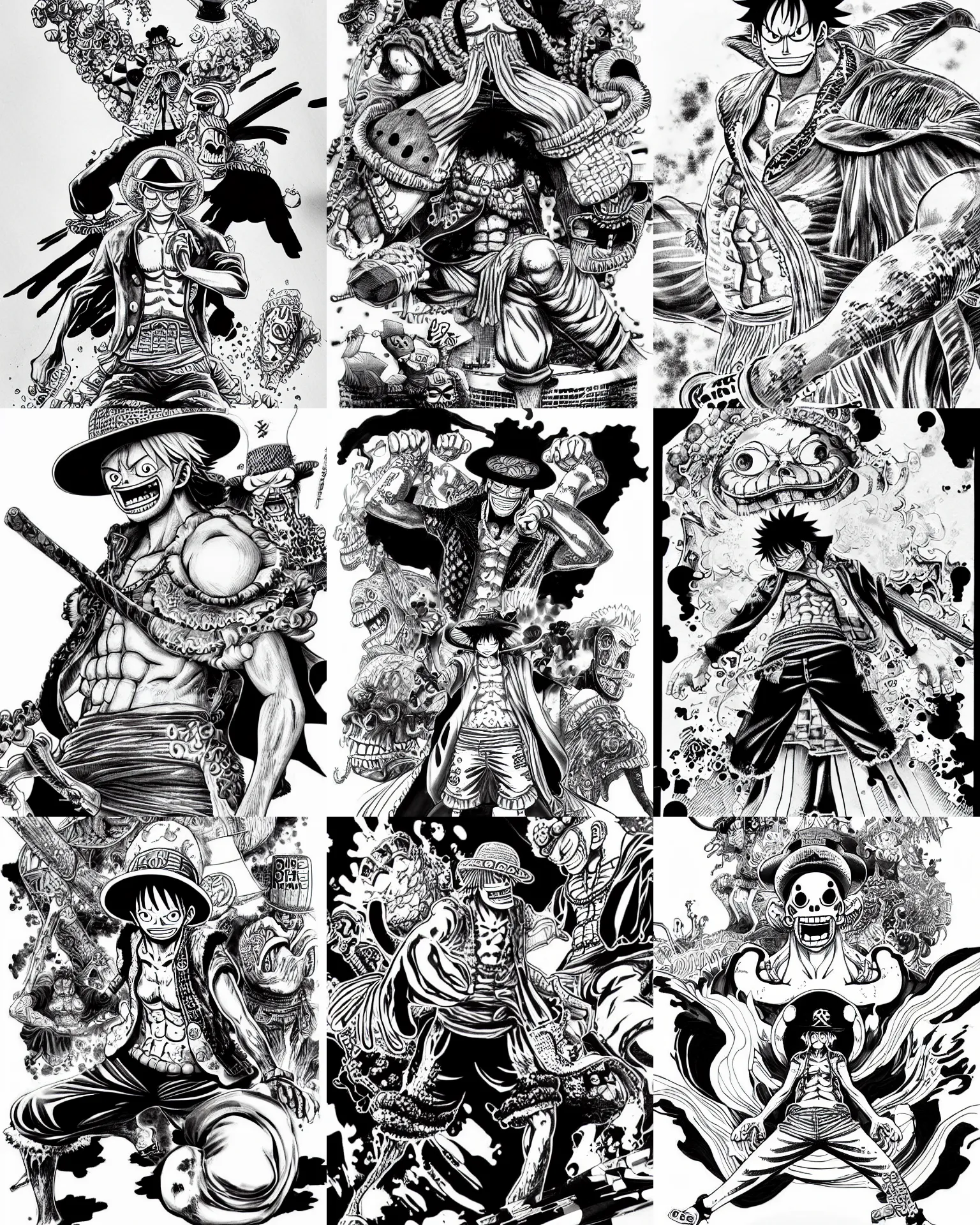 Prompt: highly detailed ink illustration of one piece akainu, b & w clean shaped illustration by kim jung gi, ric estrada, ron english and eiichiro oda