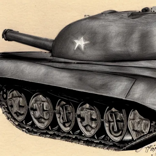 Image similar to drawing of a T34 tank