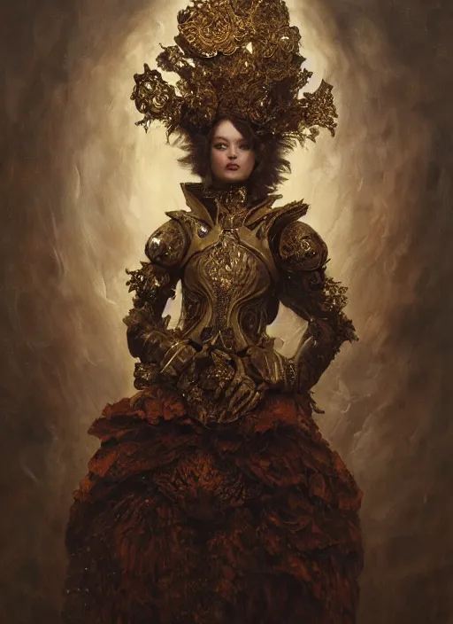 Image similar to highly detailed oil painting | very intricate | cinematic lighting | award - winning | football baroque armor fashion by alexander mcqueen | by roberto ferri, by tom bagshaw, by j. c. leyendecker and klimt, american romanticism, by austin osman spare, artstation, cgsociety, official art, octane